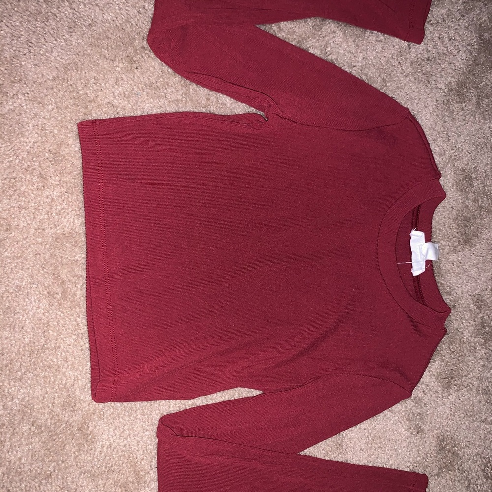 FOREVER 21 Cropped Textured Red Long-sleeve